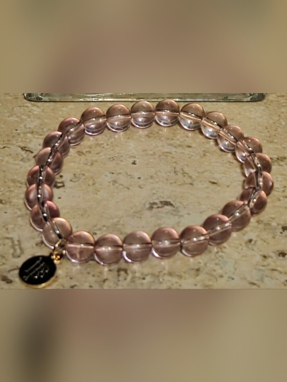 NWOT Bourbon & Boweties Lavender Amethyst Crystal Beaded Stretch Bracelet